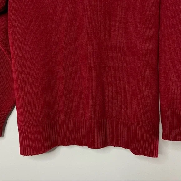 Vintage Oversized Slouchy Knit V Neck Cardigan Sweater Academia Burgandy Red - Picture 5 of 13